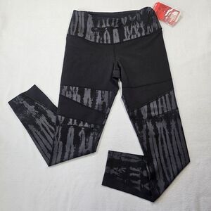 The North Face Motivation High Rise Tie Dye Tight Leggings Black Grey LG NWT